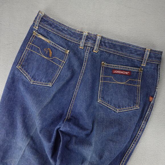 Jordache Horsehead Jeans VTG 80s Blue Dark Wash High Waist Straight 38L 35x29